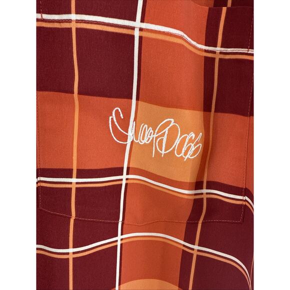 Snoop Dogg Clothing Company Button Down Street Shirt Men's L Orange Plaid - Picture 3 of 8